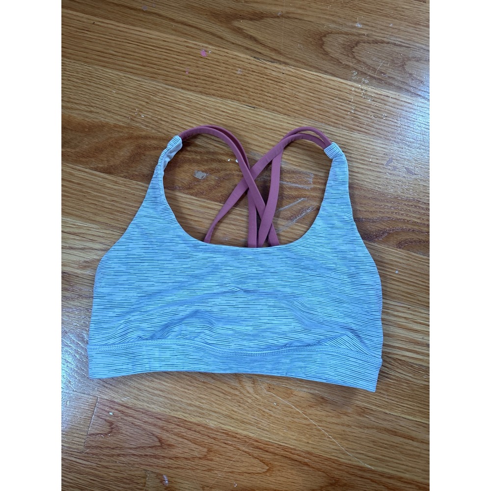 Lululemon Free To Be Bra Wild Space Dye Grey Pink Strappy Sports Bra Size 4